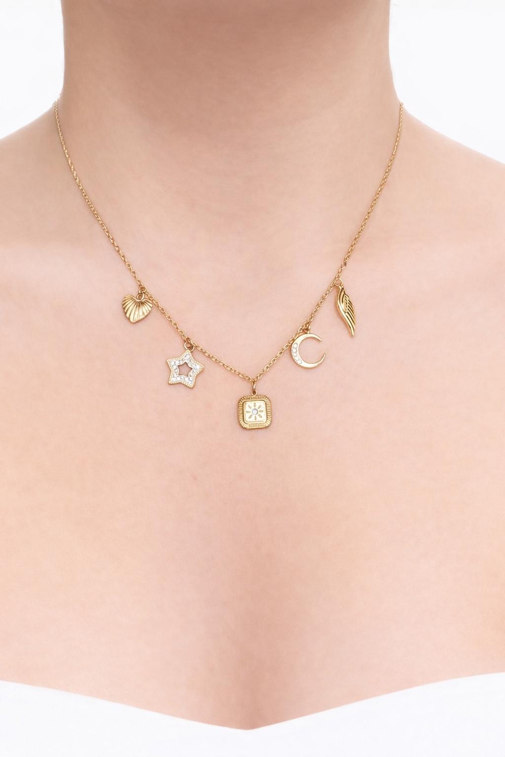 32 Figürlü Gold Kolye - Görsel 1