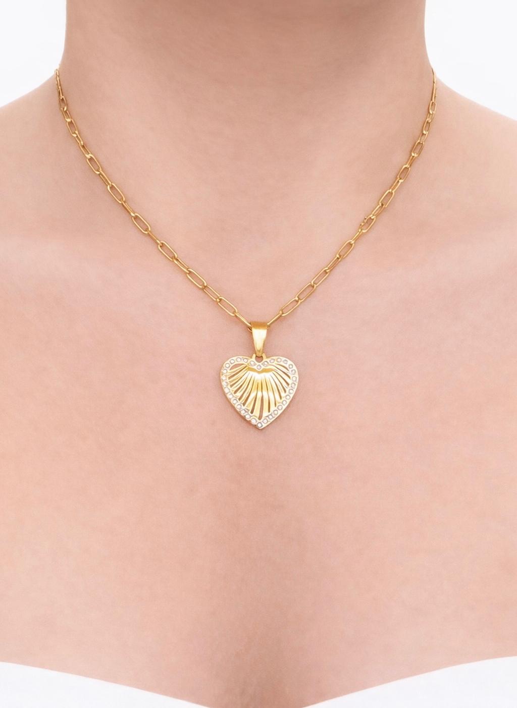 35 Golden Heart Kolye - Görsel 1