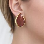 Ruby Drop Kahverengi Taş Küpe