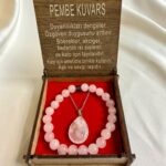 Pembe Kuvars Taşı Kolye & Bileklik Seti